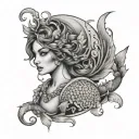 Goddess Pisces tattoo design idea