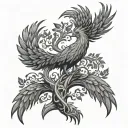 A tree of Life with a phoenix behind it with Madusa face  tattoo design idea