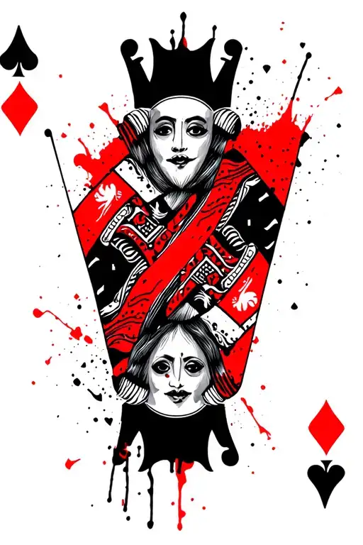 king of hearts and jack of spades playing cards  tattoo design idea