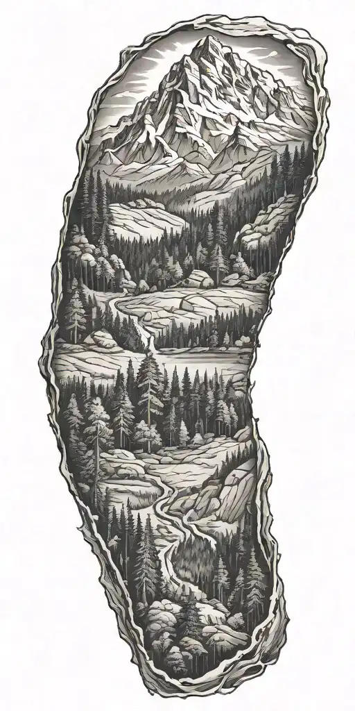 forest and mountain area near Gehrden Germany tattoo design idea
