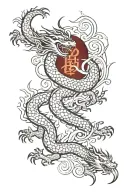 Vietnamese dragon flying tattoo design idea