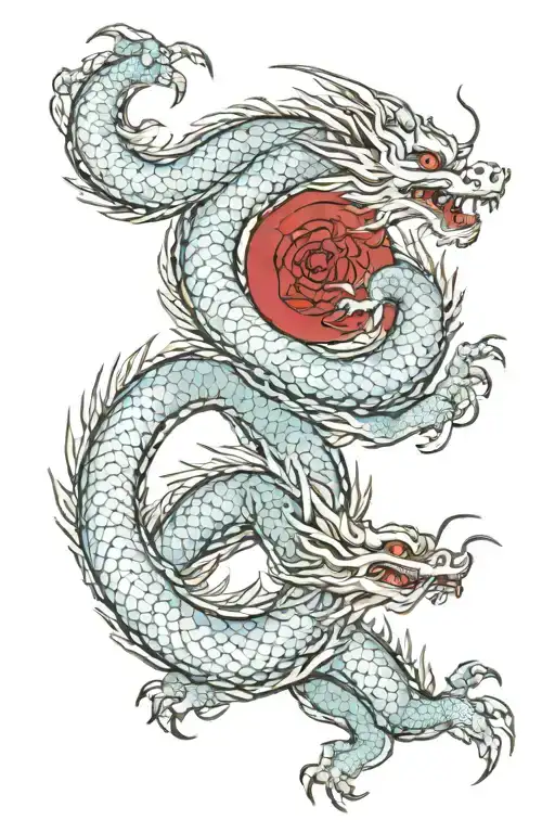 Vietnamese dragon flying tattoo design idea