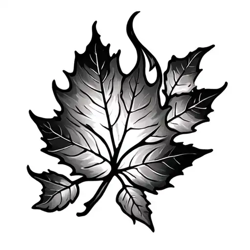leaves burning and flickering embers tattoo design idea