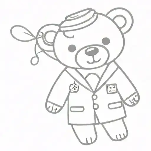teddy bear with lab coat tattoo design idea