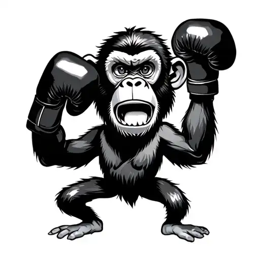 boxing monkey tattoo design idea