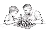 Dad and Son playing chess tattoo design idea