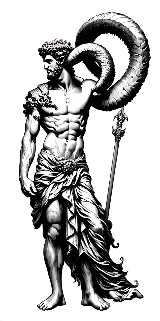 Aries & ares greek god tattoo design idea