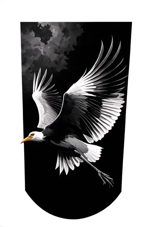 crane bird flying tattoo design idea