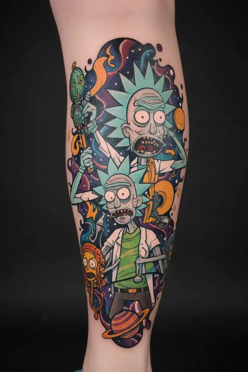 Rick and Morty glaxay  tattoo design idea