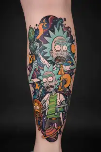 Rick and Morty glaxay  tattoo design idea