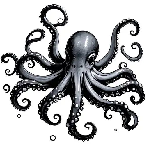 octopus , long tentacles , steampunk style, tattoo design idea