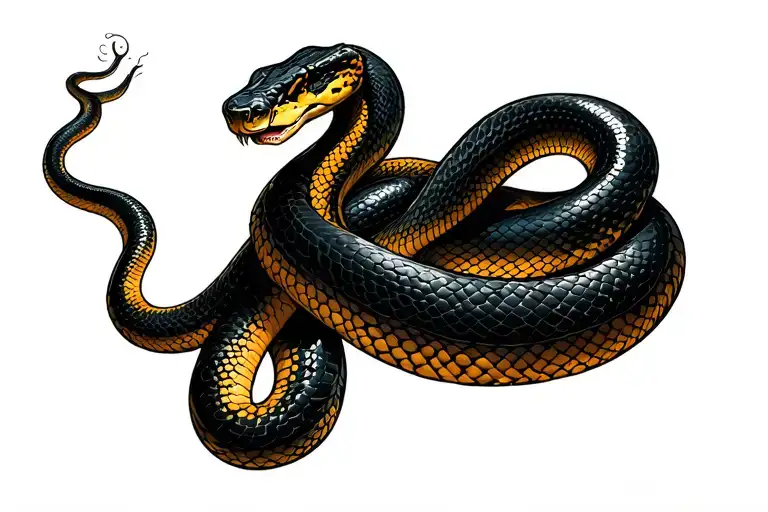 black mamba snake wrapped tattoo design idea