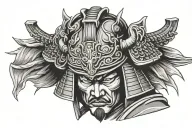 Samurai head with helmet tattoo design idea