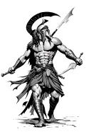 spartan warrior walking towards another spartan slicing the throat of another warrior  tattoo design idea