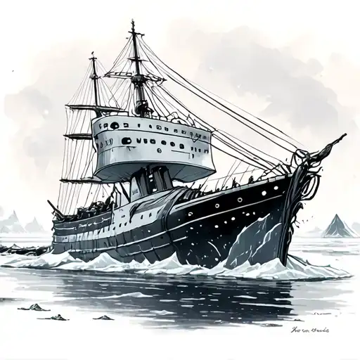 Endurance Ship sinking and stuck in ice tattoo design idea
