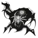 spider on web opening third eye on a abdomen tattoo design idea