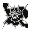spider on web opening third eye on a abdomen tattoo design idea