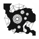 spider on web opening third eye on a abdomen tattoo design idea