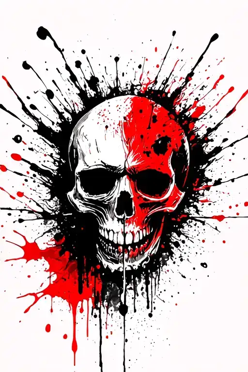 sinister creepy skull with one direction band vibes  tattoo design idea