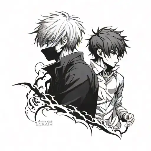 ken kaneki x killua zoldyck tattoo design idea
