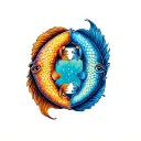 gemini and pisces zodiac sign tattoo design idea