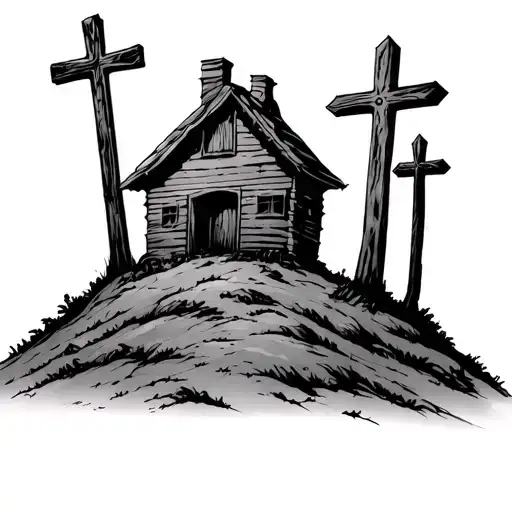 3 Crosses On A Hill tattoo design idea