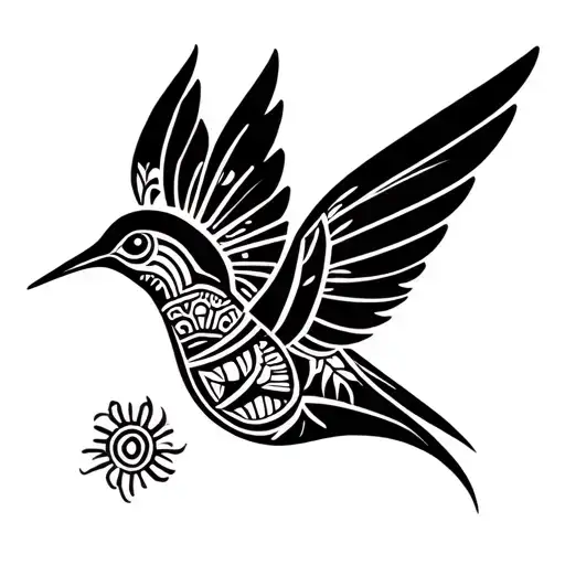 aztec hummingbird tattoo design idea