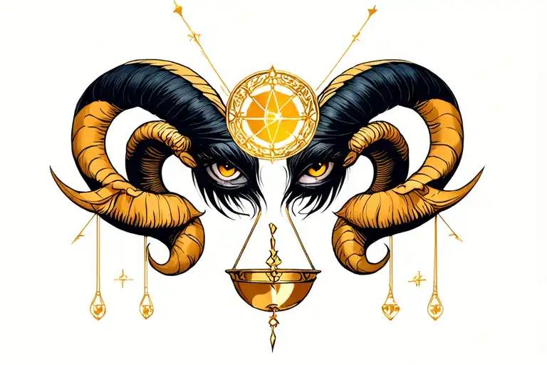libra aries zodiac sign tattoo design idea