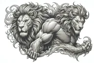 Hercules and lion sleeve with lightning storm tattoo design idea