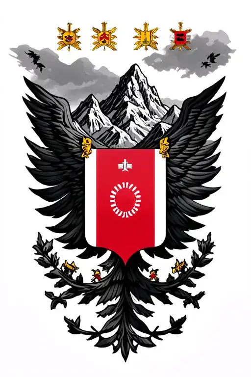 Albanian flag mixed with mountains tattoo design idea