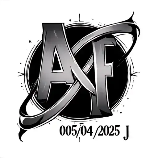 "A+F 05/04/2025 J" infinity symbol tattoo design idea