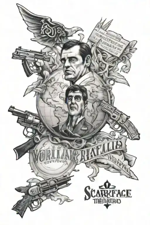 scarface phrase "the world tattoo design idea