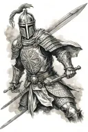 Templar knight with sword tattoo design idea