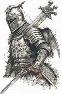 Templar knight with sword tattoo design idea