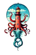 Octopus Lighthouse tattoo design idea
