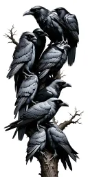 9 ravens in a tree intertwined tattoo design idea