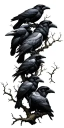 9 ravens in a tree intertwined tattoo design idea