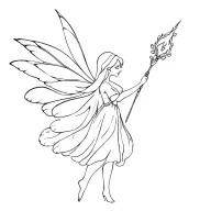 fairy with magic wand tattoo design idea