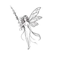 fairy with magic wand tattoo design idea