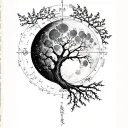 vegvisir seed tree map parchment moon tattoo design idea