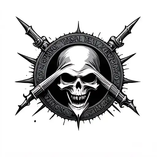 fron facing grim reaper death seal tattoo design idea