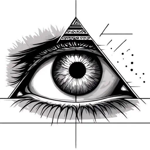 Tattoo Pyramid inside which depicts an eye with a double pupil, patterns come from the pyramid itself tattoo design idea