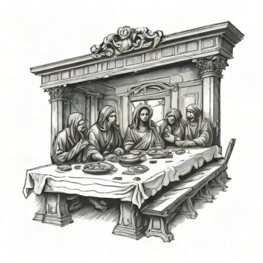 The last supper table tattoo design idea