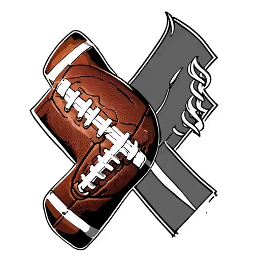 a football and a cross mixed together for a tricep tattoo design idea