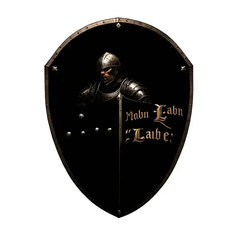 "Molon Labe" Warrior in body armor, Holding shield engraved,  tattoo design idea