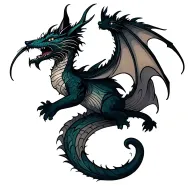 floating cat dragon tattoo design idea