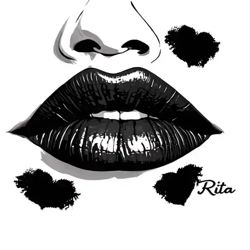 name Rita with lips like kissed tattoo design idea