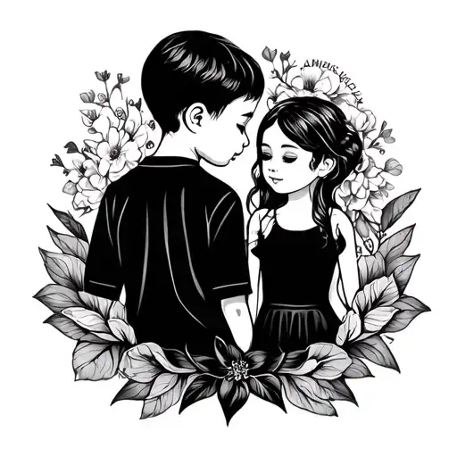 Mom tattoo featuring son and daughter tattoo design idea