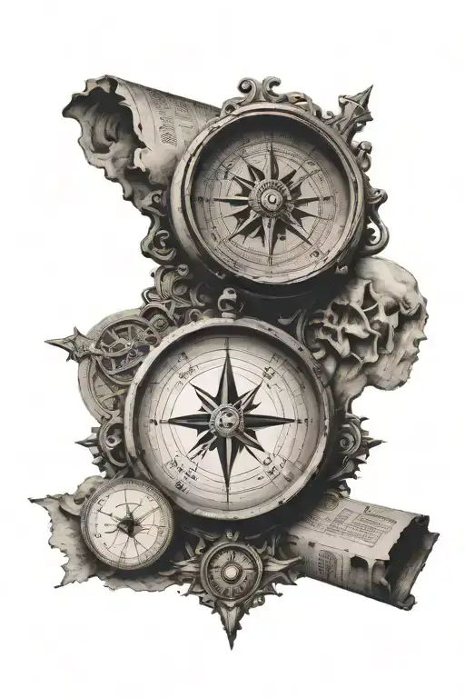 I want a fineline gothic tattoo combination of architectural maths, Pytheas the Greek explorer, compass. Fell free to ad tattoo design idea