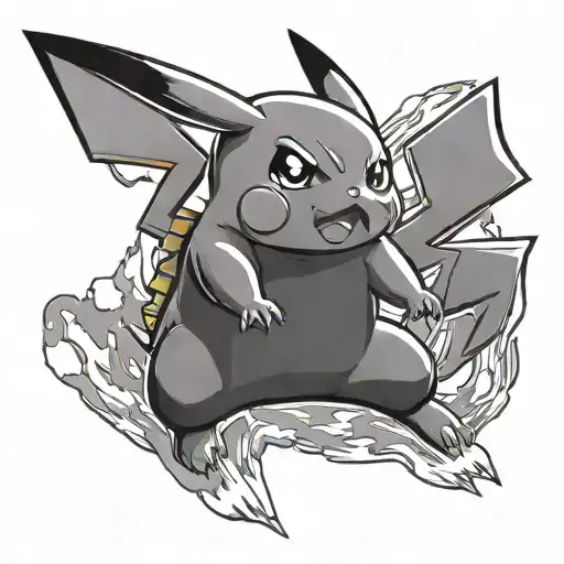 pikachu thunder angry tattoo design idea